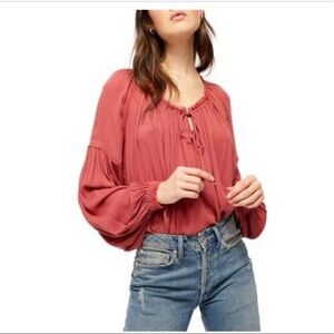 NWT Free People Banda Cottagecore Blouse Oversized Puffy Statement Sleeves